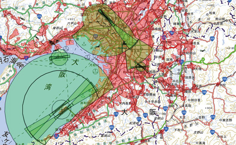 大阪府近辺の飛行制限地域